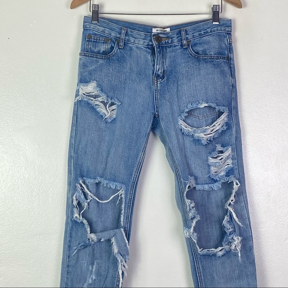 One By One Teaspoon Awesome Baggies Distressed Destroyed Blue Jeans - Picture 3 of 8